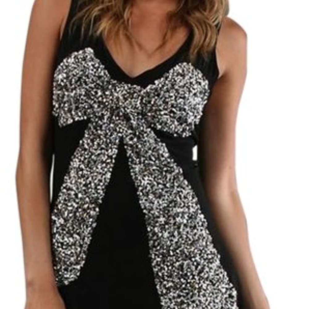 Alexia Admor Sequined Bow Silk Dress Size M